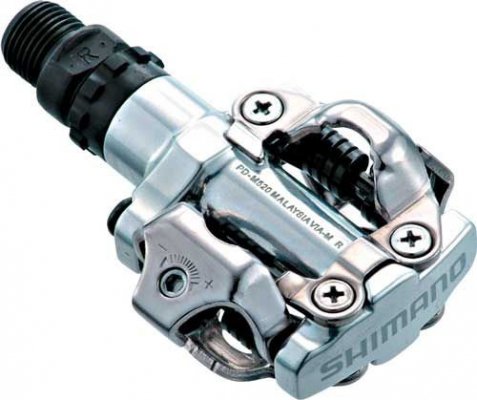 Педали SHIMANO для велосипеда  M520, с шипами, серебристые, EPDM520S