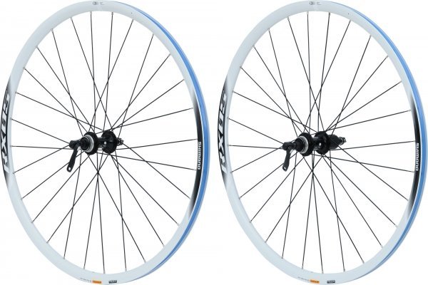 Комплект колес Shimano RX05 переднее и заднее 8-10 скоростей Center Lock белые EWHRX05PDACWL