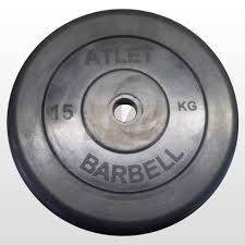 Диск обрезиненный Barbell 31 мм, 15 кг Atlet