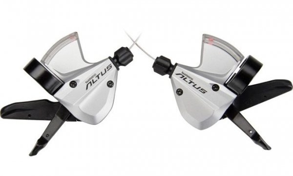 Шифтер SHIMANO Altus M370, левый/правый, 3x9скоростей, тросы+оплетка,цвет серебро