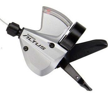 Шифтер Shimano Altus M370, левый, 3 скорости, трос 1800 мм, серебристый