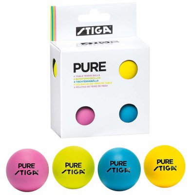 Мячи Stiga Pure (разноцветные) 4 шт 40 мм