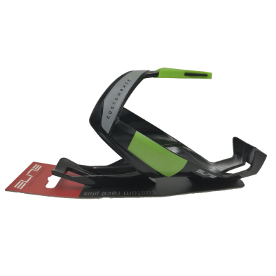Флягодержатель велосипедный Elite Custom Race Plus, fiberglass, черный, зеленый рисунок, EL0140607