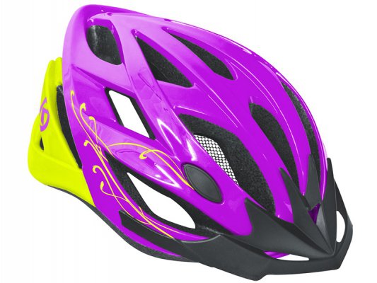 Шлем велосипедный Kellys diva. цвет: фиолетовый/салатовый. размер: s/m ( 56-58cm)