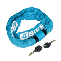 Велозамок противоугонный 4BIKE 605 цепь 6x1000 мм, с ключом (синий)