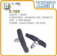 Колодки тормозные Z-720 для V-brake, картриджные, резьбовые, 72мм ZEIT совместимость: Shimano xtr/deore xt, блистер