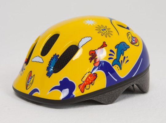 Шлем детский BELLELLI желто-синий с дельфинами