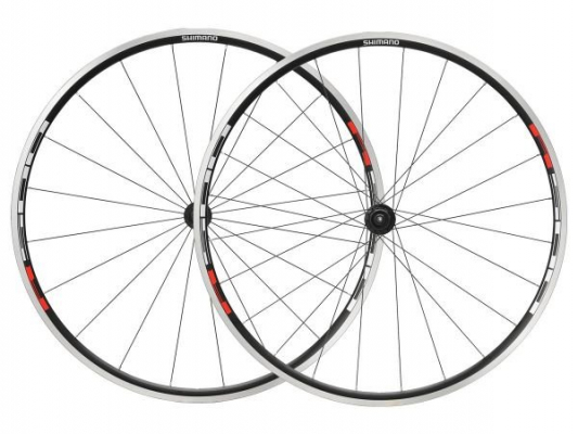Колесо велосипедное SHIMANO R501A, переднее и заднее, 28", плоские спицы, цвет черный