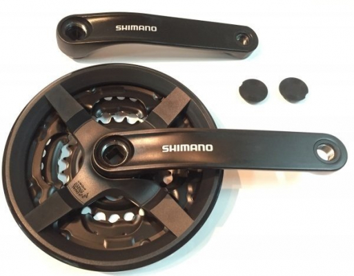Система SHIMANO TY301, 170мм, под квадрат, 48/38/28, с защитой, черный, б/уп