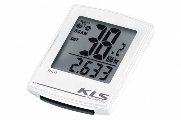 KELLYS Велокомпьютер RIDE, 16 функций: спидометр, трипметр, одометр, общая дистанция (ODO1 +ODO2), время в поездке, макс.скорость, часы (12/24), средняя скорость, режим сканирования, сравнение скоростей (+/-), ускорение/торможение, функция сохранения одом
