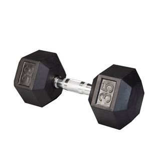Гантель гексагональная обрезиненная Body Solid хромированная ручка, 35 кг