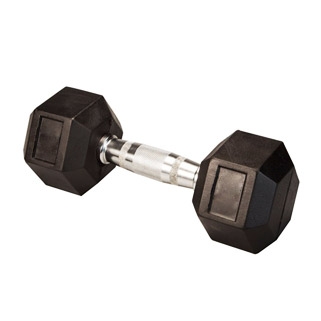 Гантель гексагональная обрезиненная Body Solid хромированная ручка, 17,5 кг