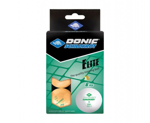 Мячики для н/тенниса Donic ELITE 1* 40+, 6 штук, оранжевый
