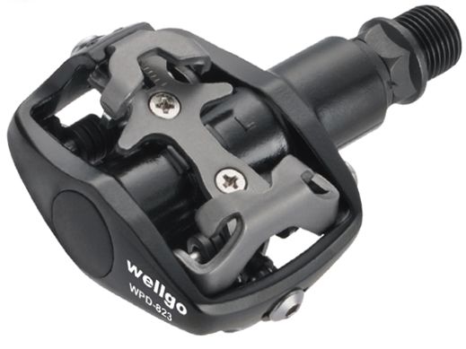 Педали WELLGO контактные wpd-823, mtb. материал: алюминий, ось cr-mo, с подшипниками. размер: 81х63х35мм. вес: 360г. цвет: чёрный. крепление 98a/shimano 51. в торговой упаковке