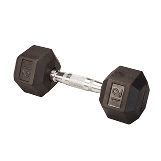 Гантель гексагональная обрезиненная Body Solid хромированная ручка, 12,5 кг