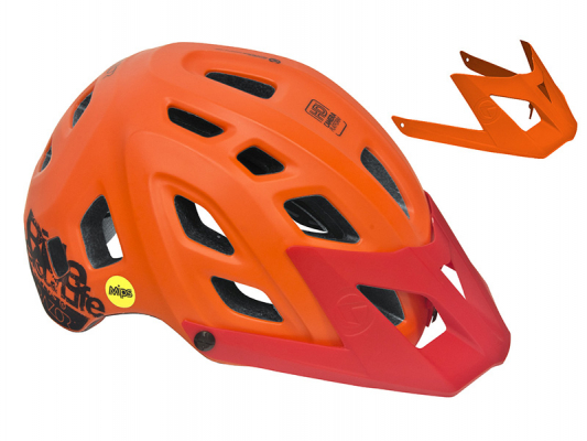 Шлем велосипедный Kellys RAZOR Juicy Orange Mips, S/M (54-57cm), 23 отверстия, платформа для камеры, дополнительный козырёк