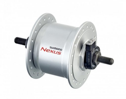 Втулка SHIMANO динамо , 6V 3.0W, 32 отверстия, 100X140 мм, под гайки, серебристая, ADHC30003NNBS