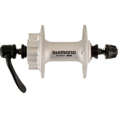 Втулка SHIMANO передняя для велосипеда M475, 36 отв, 6-болт, QR, серебистая EHBM475AS