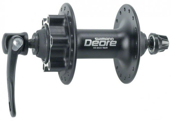Втулка передняя SHIMANO DEORE EHBM525AALS, 36 отверстий, под дисковый тормоз, эксцентрик, 2-988