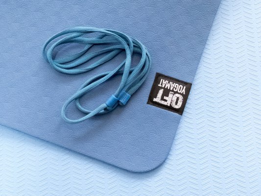 Мат Original Fit.Tools для йоги 6 мм двухслойный темно-синий светло-синий