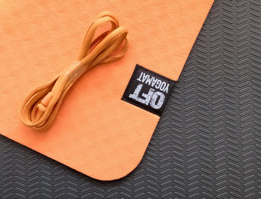 Мат Original Fit.Tools для йоги 6 мм двухслойный оранжевый-черный