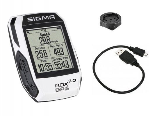 Велокомпьютер Sigma ROX GPS 7.0 белый, навигация по треку, сравнение скоростей, расстояние, температура, высота, дисп...