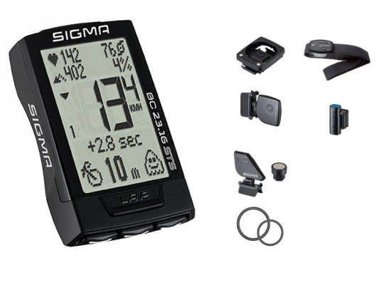 Велокомпьютер Sigma BC 23.16 STS беспроводной, 23 функции: скорость текущая, средняя, сравнение тек.и средней, максим...