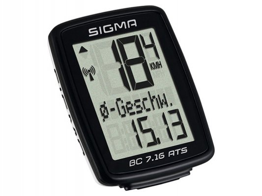 Велокомпьютер  Sigma BC 7.16 ATS беспроводной, 7 функций: скорость текущая/ средняя; расстояние за день/ общее; время ...