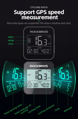 Велокомпьютер Rockbros G1 smart GPS, 8 функций