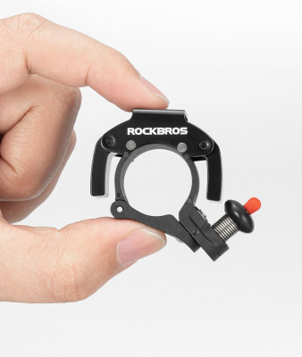 Звонок Rockbros черный с красным, компактный в виде кольца