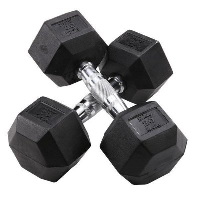 Гантель гексагональная обрезиненная Body Solid хромированная ручка, 20 кг