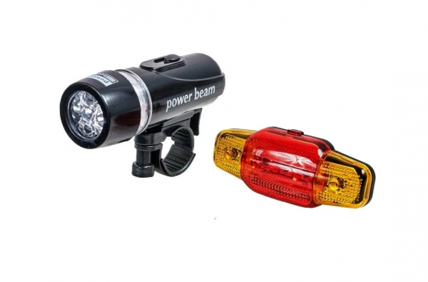 Фонари, комплект (LED перед.+зад.), FY-202, LED, 5 диодов, 4 режима работы