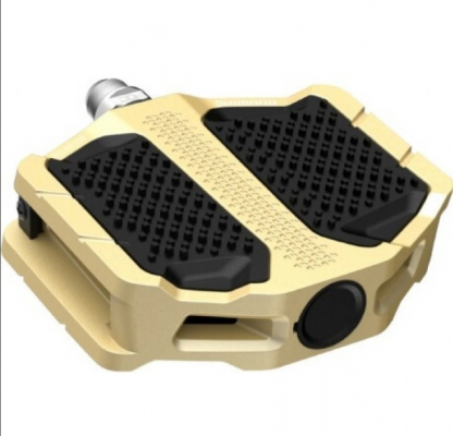 Педали велосипедные SHIMANO EF205, топталки, алюминий, золотой