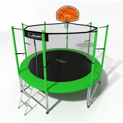 Батут i-Jump Basket 12ft 3,66м с нижней сетью и лестницей (green)