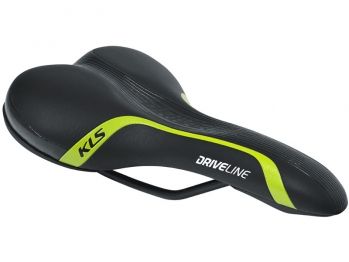 Cедло Kellys DRIVELINE, 260x155мм, технология zone cut, повышенная прочность носа и задника, чёрно-салатовое