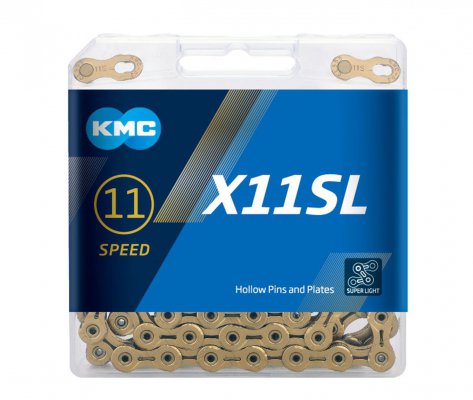 Цепь KMC X11SL, 11 ск., 1/2" х 11/128" х 118L, длина пина 5,65мм, суперлёгкая (247г), Shimano, Campagnolo и SRAM 11-sp., серебристая