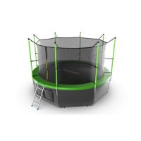 Батут i-Jump 10ft 3,06м с нижней сетью и лестницей (green)