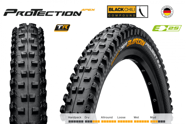 Покрышка 27.5x2.6" CONTINENTAL Der Baron Projekt ProTection Apex foldable 3/180Tpi 970 гр.