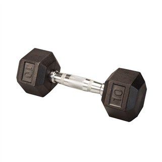 Гантель гексагональная обрезиненная Body Solid хромированная ручка, 10 к