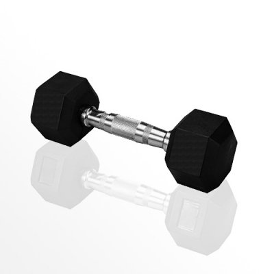 Гантель гексагональная обрезиненная FT Original Fit.Tools хромированная ручка, 10 кг
