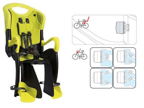 Детское заднее велокресло BELLELLI Tiger Standard B-Fix, Hi-Viz