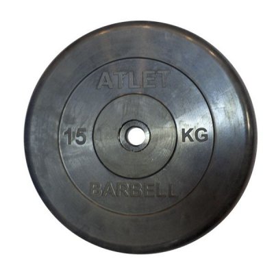 Диски обрезиненные Barbell чёрного цвета, 26 мм, Atlet MB-AtletB26-15