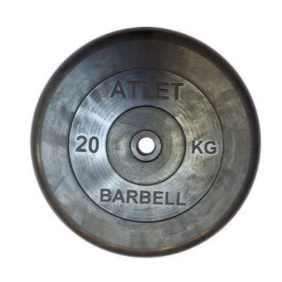 Диски обрезиненные Barbell чёрного цвета, 26 мм, Atlet MB-AtletB26-20