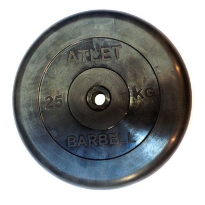 Диски обрезиненные Barbell чёрного цвета, 26 мм, Atlet MB-AtletB26-25