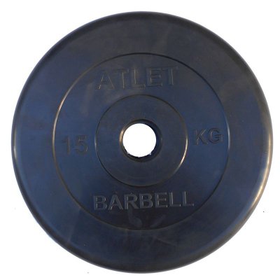 Диски обрезиненные Barbell чёрного цвета, 50 мм, Atlet MB-AtletB50-15