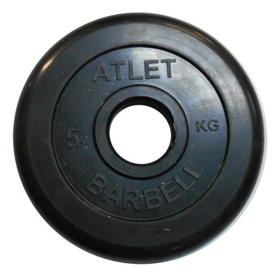 Диски обрезиненные Barbell чёрного цвета, 50 мм, Atlet MB-AtletB50-5