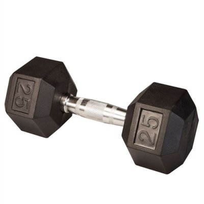 Гантель гексагональная обрезиненная Body Solid хромированная ручка, 25 кг