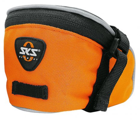 Сумка под седло SKS Base Bag S, обьём: 0,5 л, крепление с помощью ремешка, оранжевая