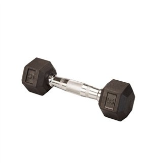 Гантель гексагональная обрезиненная Body Solid  хромированная ручка, 5 кг