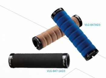 Грипсы VELO VLG-847-AD3-L2-G1, 22,4х129мм, пластик/гель/суперлёгкая пена, с 2 ал.грипстопами G2 Lock, с заглушками VLP-69-1, чёрные